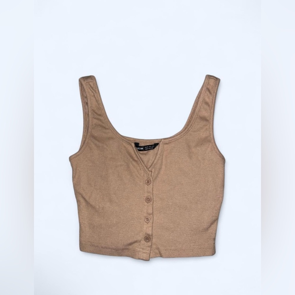 Tan button up crop top